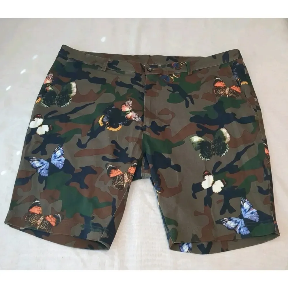Paisley & Gray Mens 38 Slim Fit Casual Shorts Camo Butterfly Print Resortware